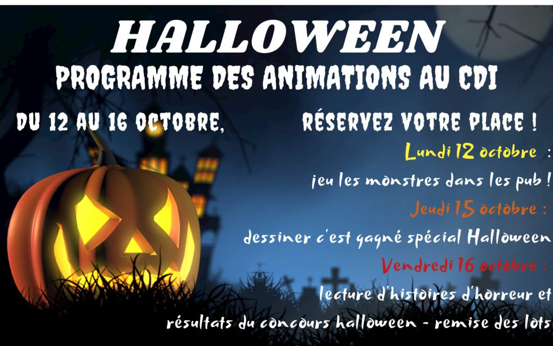 C’est l’horreur au CDI – programme des animations